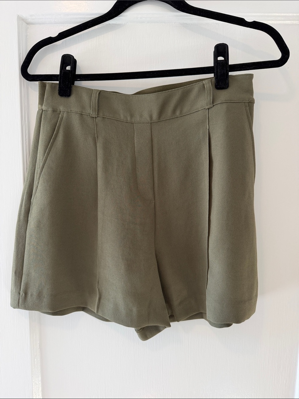 SPANX High-Waist Olive Green Tailored Shorts